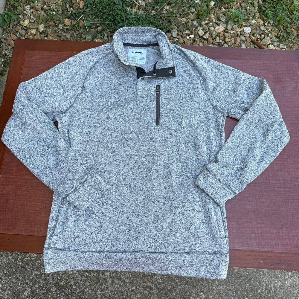Sonoma Quarter Snap Pullover Sweater Modern Mens Large Tall Gray Heathered LT